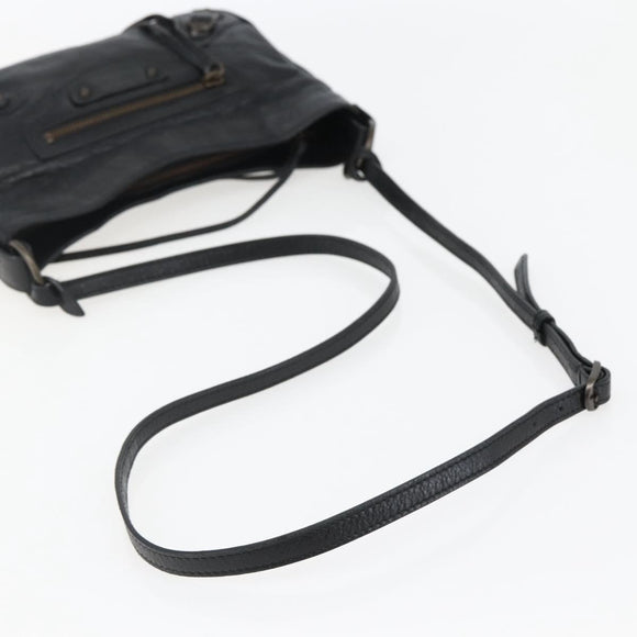 BALENCIAGA The Hip Shoulder Bag Leather Black 242803 Auth 128176V
