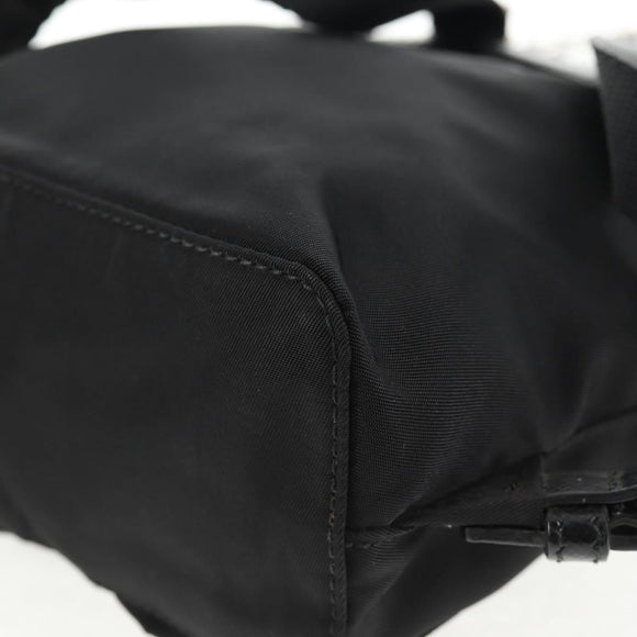 PRADA Chain Shoulder Bag Nylon Black Silver Auth 128179M