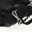 PRADA Chain Shoulder Bag Nylon Black Silver Auth 128179M-22