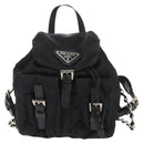 PRADA Chain Shoulder Bag Nylon Black Silver Auth 128179M-14