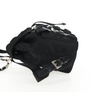 PRADA Chain Shoulder Bag Nylon Black Silver Auth 128179M-4