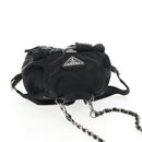 PRADA Chain Shoulder Bag Nylon Black Silver Auth 128179M-7