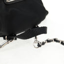 PRADA Chain Shoulder Bag Nylon Black Silver Auth 128179M-8