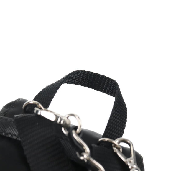 PRADA Chain Shoulder Bag Nylon Black Silver Auth 128179M