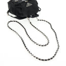 PRADA Chain Shoulder Bag Nylon Black Silver Auth 128179M-9
