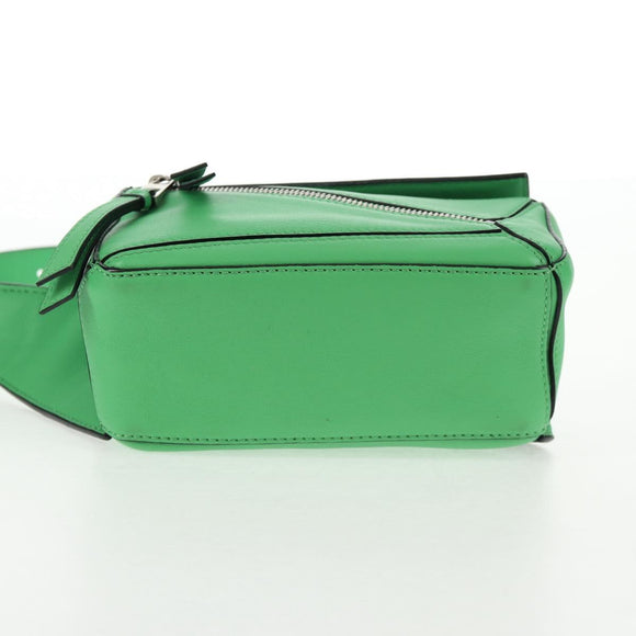 LOEWE Puzzle bag Anagram Waist bag Leather Green Silver Auth 128181M