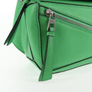 LOEWE Puzzle bag Anagram Waist bag Leather Green Silver Auth 128181M-22
