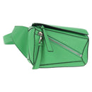 LOEWE Puzzle bag Anagram Waist bag Leather Green Silver Auth 128181M-1