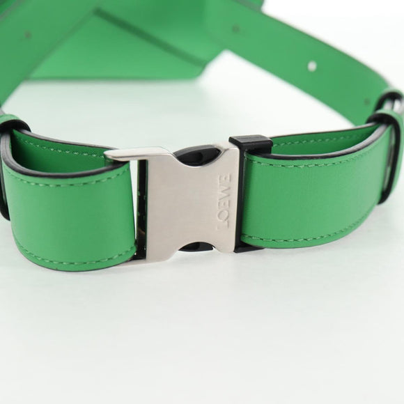 LOEWE Puzzle bag Anagram Waist bag Leather Green Silver Auth 128181M