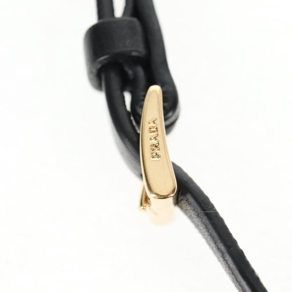PRADA Hand Bag Leather 2way Black Gold Auth 128189M