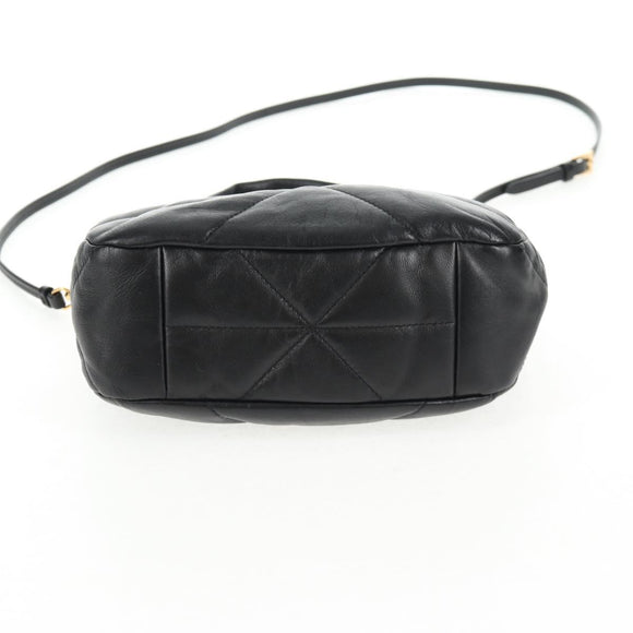 PRADA Hand Bag Leather 2way Black Gold Auth 128189M