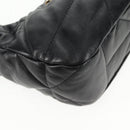 PRADA Hand Bag Leather 2way Black Gold Auth 128189M-18