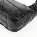 PRADA Hand Bag Leather 2way Black Gold Auth 128189M-21