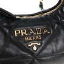 PRADA Hand Bag Leather 2way Black Gold Auth 128189M-23