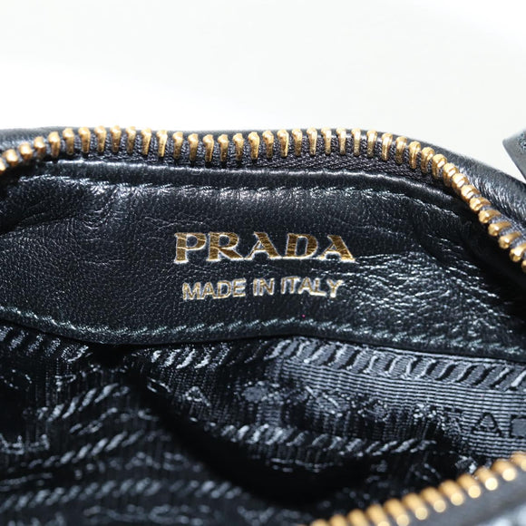 PRADA Hand Bag Leather 2way Black Gold Auth 128189M
