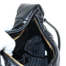 PRADA Hand Bag Leather 2way Black Gold Auth 128189M-26