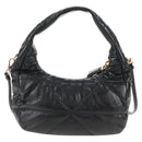 PRADA Hand Bag Leather 2way Black Gold Auth 128189M-3