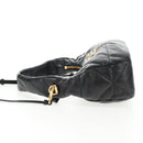 PRADA Hand Bag Leather 2way Black Gold Auth 128189M-4