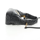 PRADA Hand Bag Leather 2way Black Gold Auth 128189M-5