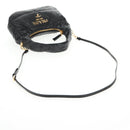 PRADA Hand Bag Leather 2way Black Gold Auth 128189M-9
