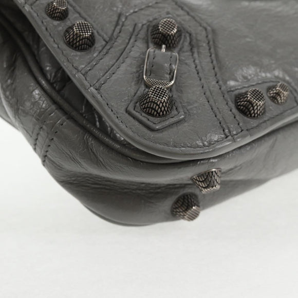 BALENCIAGA Flap Bag XS Shoulder Bag Leather 2way Gray Silver 719082 Auth 128190M