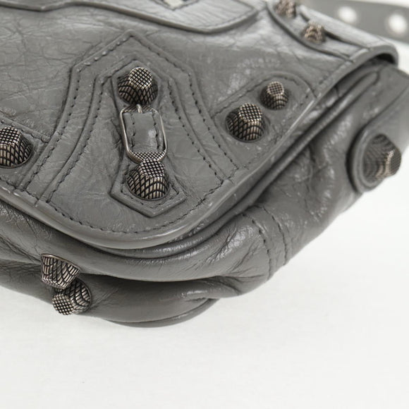 BALENCIAGA Flap Bag XS Shoulder Bag Leather 2way Gray Silver 719082 Auth 128190M