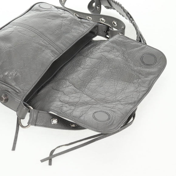 BALENCIAGA Flap Bag XS Shoulder Bag Leather 2way Gray Silver 719082 Auth 128190M