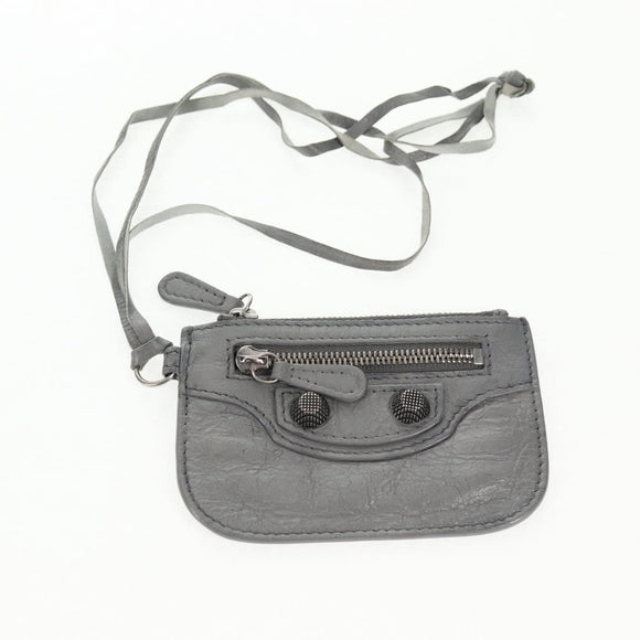 BALENCIAGA Flap Bag XS Shoulder Bag Leather 2way Gray Silver 719082 Auth 128190M