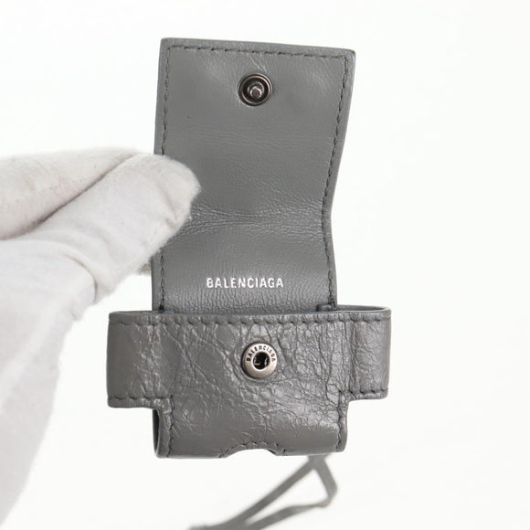 BALENCIAGA Flap Bag XS Shoulder Bag Leather 2way Gray Silver 719082 Auth 128190M