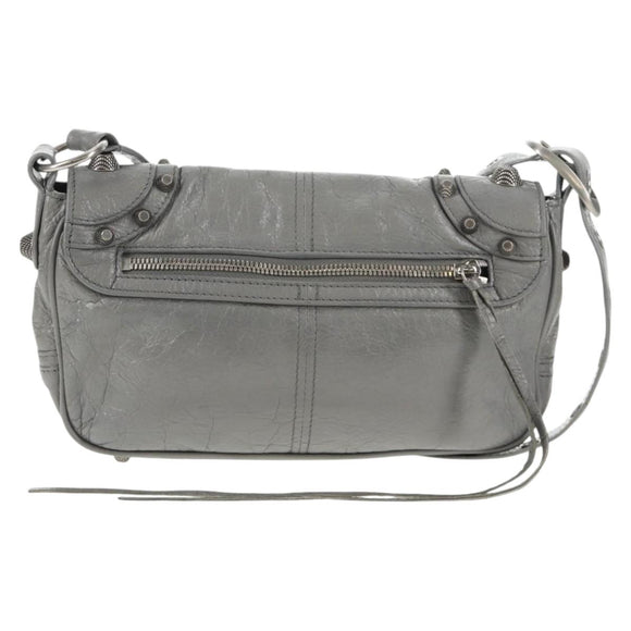 BALENCIAGA Flap Bag XS Shoulder Bag Leather 2way Gray Silver 719082 Auth 128190M