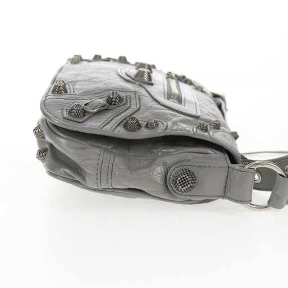 BALENCIAGA Flap Bag XS Shoulder Bag Leather 2way Gray Silver 719082 Auth 128190M