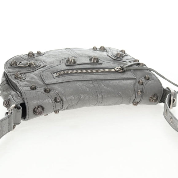 BALENCIAGA Flap Bag XS Shoulder Bag Leather 2way Gray Silver 719082 Auth 128190M