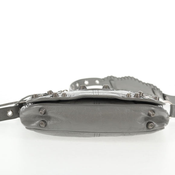 BALENCIAGA Flap Bag XS Shoulder Bag Leather 2way Gray Silver 719082 Auth 128190M