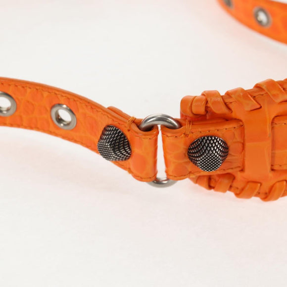 BALENCIAGA Le Cagoule XS Shoulder Bag Leather Orange Silver 671309 Auth 128191M