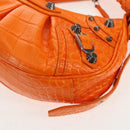 BALENCIAGA Le Cagoule XS Shoulder Bag Leather Orange Silver 671309 Auth 128191M-19