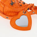 BALENCIAGA Le Cagoule XS Shoulder Bag Leather Orange Silver 671309 Auth 128191M-10