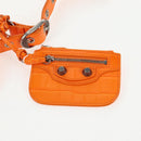 BALENCIAGA Le Cagoule XS Shoulder Bag Leather Orange Silver 671309 Auth 128191M-22