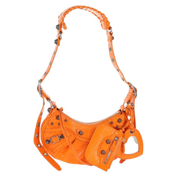 BALENCIAGA Le Cagoule XS Shoulder Bag Leather Orange Silver 671309 Auth 128191M