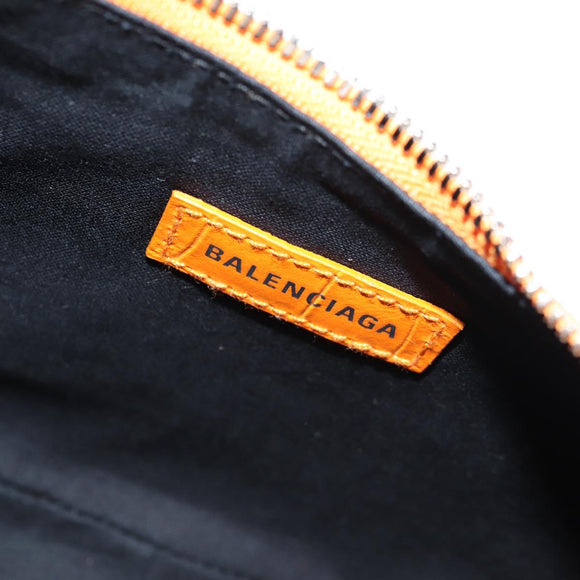 BALENCIAGA Le Cagoule XS Shoulder Bag Leather Orange Silver 671309 Auth 128191M