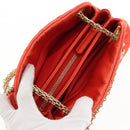 CHANEL Matelasse Chain Shoulder Bag Satin Orange Gold CC Auth 128193M-21