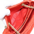 CHANEL Matelasse Chain Shoulder Bag Satin Orange Gold CC Auth 128193M-22