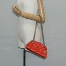 CHANEL Matelasse Chain Shoulder Bag Satin Orange Gold CC Auth 128193M-28