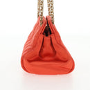 CHANEL Matelasse Chain Shoulder Bag Satin Orange Gold CC Auth 128193M-5