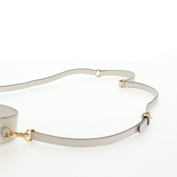 Miu Miu Hand Bag Leather 2way White Gold Auth 128194M