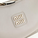 Miu Miu Hand Bag Leather 2way White Gold Auth 128194M-21