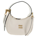 Miu Miu Hand Bag Leather 2way White Gold Auth 128194M-1