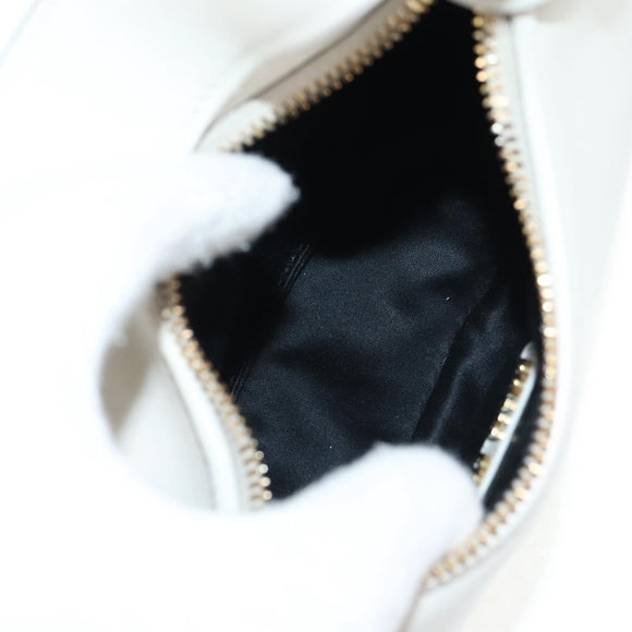 Miu Miu Hand Bag Leather 2way White Gold Auth 128194M