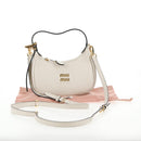 Miu Miu Hand Bag Leather 2way White Gold Auth 128194M-13