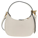 Miu Miu Hand Bag Leather 2way White Gold Auth 128194M-3