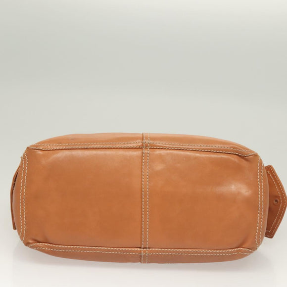 CELINE Hand Bag Leather Brown Gold Auth 128210